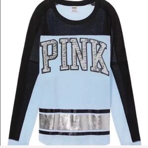 VS PINK Top - Blue Silver Black